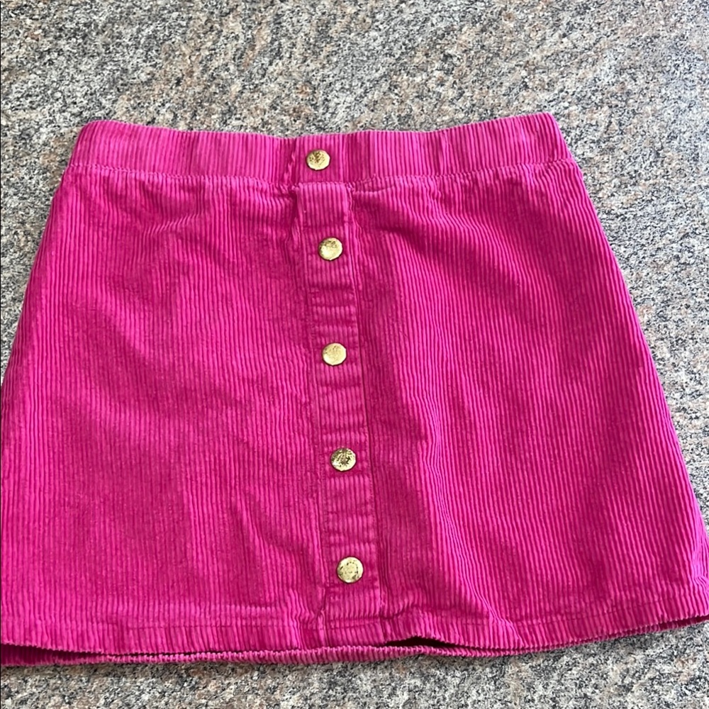 Isaac Mizrahi Pink Corduroy Button-Front Skirt